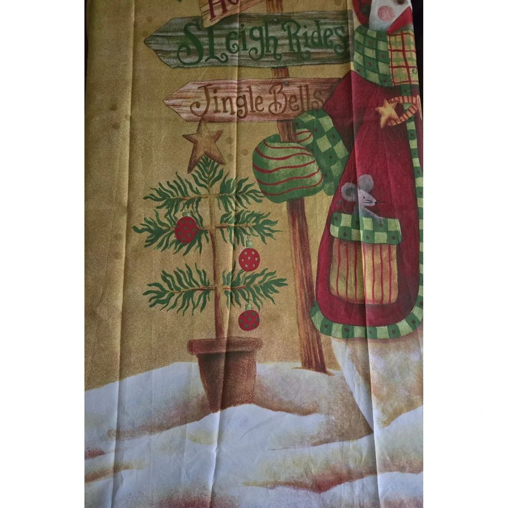 Blonder Home Accents Christmas Snowman Reindeer Shower Curtain Folk‎ Art Holiday